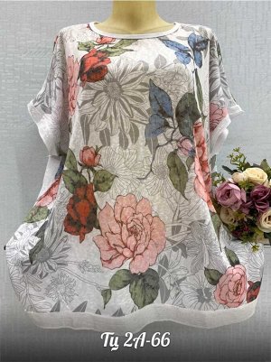 Футболка женское. Ткань 60% cotton, 20% viscose, 10% poliamide, 10% Elasthan. Единый Размер на 60-66.