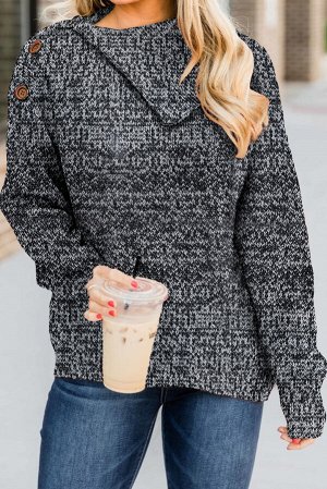 Серый свитер с воротником-хомут и декоративными пуговицами