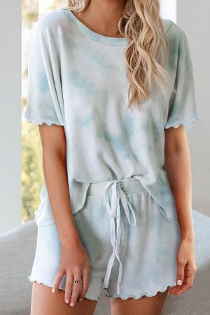Небесно-голубой пижамный комплект: топ + шорты