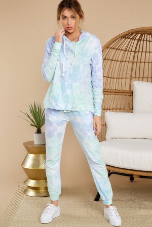 Небесно-голубой пижамный комплект: худи + штаны
