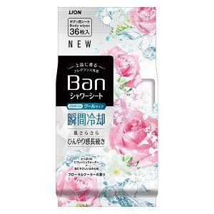 Дезодорант для всего тела в форме салфеток "Ban Premium Refresh Shower Sheets" (с пудрой и охлаждающим эффектом / аромат «Искрящийся цветочный») 30 шт.
