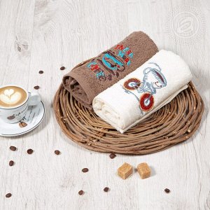 Набор полотенец с вышивкой «Кофе» (2 шт.) - махровые Набор 30*50 - 2 шт.