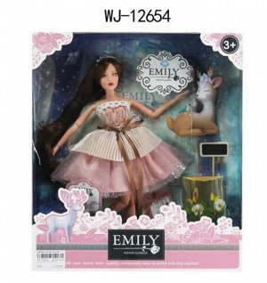 Кукла ABtoys Emily Розовая серия (брюнетка) с олененком и аксессуарами, 30см128