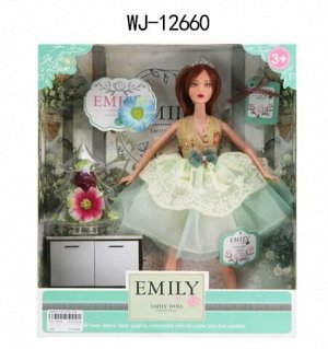 WJ-12660 Кукла ABtoys Emily Мятная серия с букетом и аксессуарами 30см