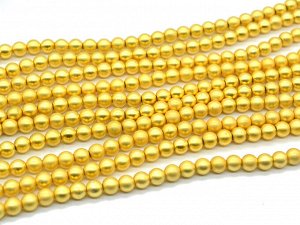 Бусины из гематита шарик 6мм цв.золотой матовый, 37,5см, 65 бусин