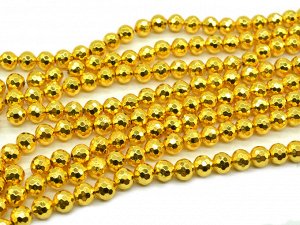 Бусины из гематита шарик гр.9мм цв.золотой, 39,5см, 44 бусины