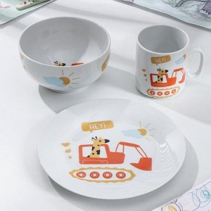 Набор посуды «Жираф Неу», 3 предмета: кружка, тарелка, тарелка глубокая