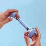 Массажёр для лица и зоны декольте, 14 * 6 см, двусторонний, голубой агат