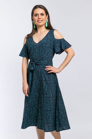 Платье, П-582/1  серый/зеленый/синий