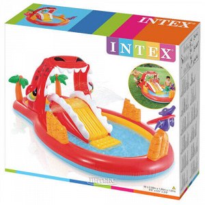 INTEX Игровой бассейн с горкой и фонтаном Дино Парк 259*165*107 см, клапан