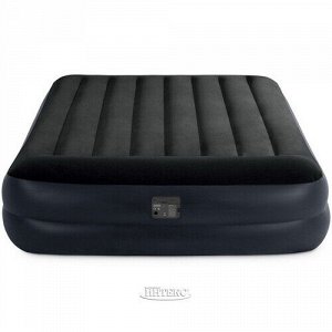 Надувная кровать с насосом Pillow Rest 152*203*42 см темно-синяя с синим