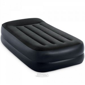 INTEX Надувная кровать с насосом Pillow Rest 99*191*42 см темно-синяя с синим