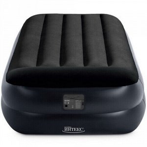 INTEX Надувная кровать с насосом Pillow Rest 99*191*42 см темно-синяя с синим