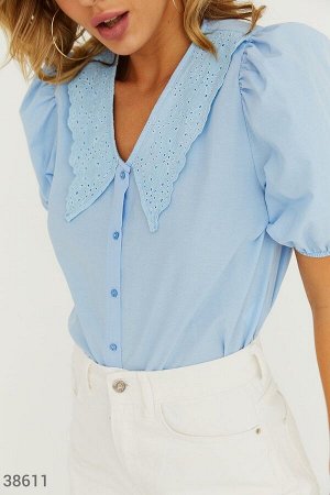 Голубая блуза из хлопка