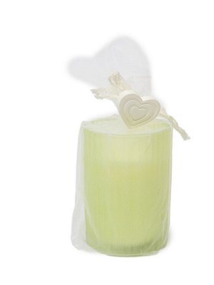 Свеча ароматизированная "Abrige" Floox, 7х7х9,5 см, цв.зеленый, парафин, вес 110 гр, аромат "жасмин", в стеклянной шкатулке