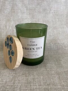 Свеча Renwick Floox, 7,5х7,5х10 см, цв.зеленый, комбинированные материалы, вес 100 гр, ароматическая, аромат "зеленый чай", в стекл.банке
