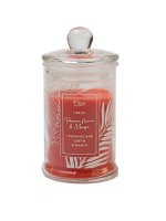 Свеча Inworth Floox,6х6х11 см, цв.красный, комбинированные материалы, вес 105 гр,ароматическая, аромат &quot;Тропические цветы и манго&quot; в стеклянной банке
