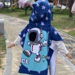 Детское полотенце-накидка с капюшоном, принт &quot;космонавт&quot;, цвет синий
