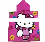 Детское полотенце-накидка с капюшоном, принт &quot;кошка&quot;, цвет фуксия