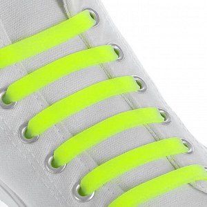 Набор шнурков для обуви, 6 шт, силиконовые, плоские, 13 мм, 9 см, цвет жёлтый неоновый 1738935