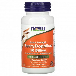 Now Foods, повышенная сила действия, Dophilus со вкусом ягод, 50 жевательных таблеток