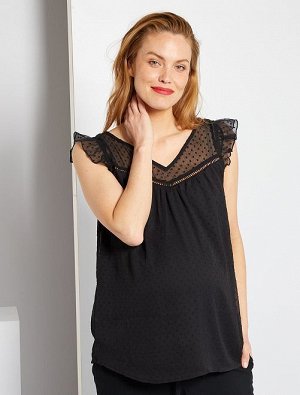 Блузка с вышивкой гладью для беременных