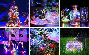 ECOSAD Нить светодиодная на солнечной батарее (разноцветная, 8 режимов)