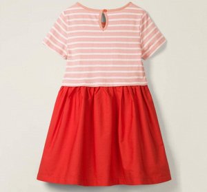 Детское платье, принт "Клубника", цвет розовый/красный