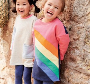 Детское платье, принт "Косые цветные полосы ",цвет розовый/темно-синий