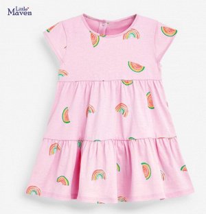 Детское платье, принт "Арбузики и радуги", цвет светло-розовый