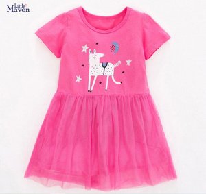 Детское платье, принт "Лошадка", цвет розовый