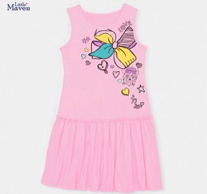 Детское платье, принт "Бантик", цвет светло- розовый
