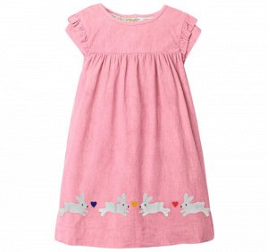 Детское платье, принт "Кролики", цвет розовый