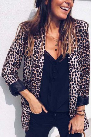 Леопардовый открытый пиджак