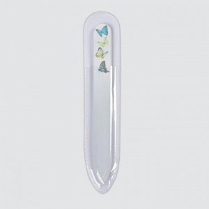 Пилка стеклянная для ногтей «Бабочки», 9 см, в чехле, разноцветная