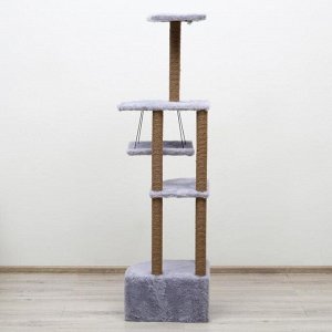 Комплекс для кошек с когтеточкой, угловой, с гамаком, 48 х 48 х 171 см, серый