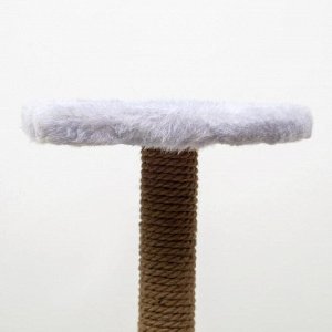 Комплекс-когтеточка угловой "Пижон" с гамаком, 48х48х171 см, джут, искусственный мех, серый