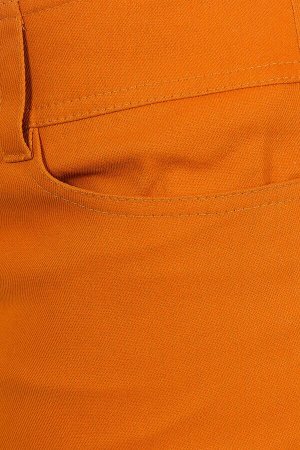 Брюки 1404 Цвет - тёмно-оранжевый. Ткань - хлопок. Состав - 95% хлопок, 5% эластан.  Молодежные зауженные брюки на широком поясе. Спереди и сзади функциональные карманы. Деликатная машинная стирка. Пе