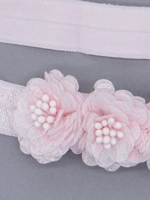 Русбубон Повязка-резинка для девочки, три цветочка, светло-розовый