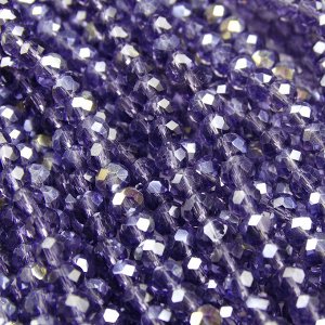Хрустальные бусины, цвет: фиолетовый (с покрытием), размер: 2х3 мм