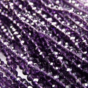 Хрустальные бусины, цвет: фиолетовый (без покрытия), размер: 2х3 мм