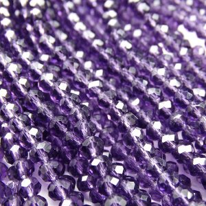 Хрустальные бусины, цвет: фиолетовый (без покрытия), размер: 3х4 мм