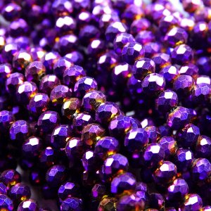 Хрустальные бусины, цвет: фиолетовый (металлик), размер: 2х3 мм.