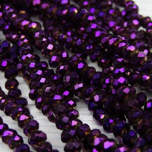 Хрустальные бусины, цвет: фиолетовый (металлик), размер: 3х4 мм.
