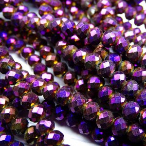 Хрустальные бусины, цвет: фиолетовый (металлик), размер: 4х6 мм.