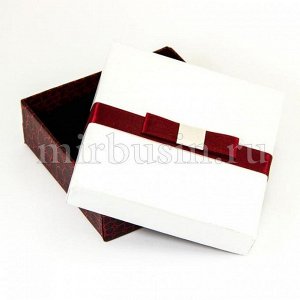 Подарочная Коробочка для комплекта Украшений, с Ленточкой, Цвет: Белый, Размеры: 9x9x3см, (УТ100011539)