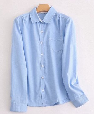 Женская рубашка с карманом, цвет голубой