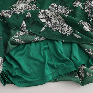 Женское платье без рукавов, принт "Цветы", цвет зеленый