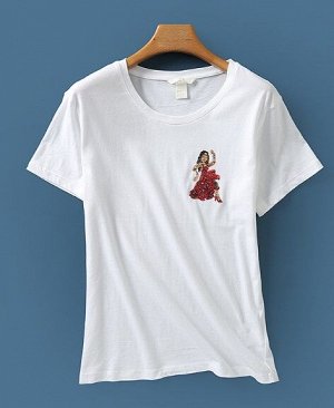 Женская футболка с принтом "Танцующая девушка", цвет белый