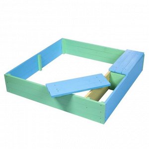 Песочница деревянная без крышки, 150 * 150 * 27 см, с ящиком для игрушек, цветная, «Стюарт-3»